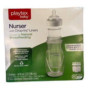 Playtex Baby Nurser With Drop-Ins Liners Set Of Three Bottles NEW!
